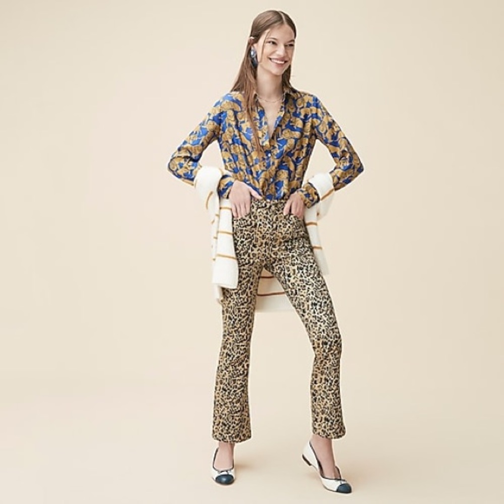 J Crew Kickout Crop Pant in Leopard Print